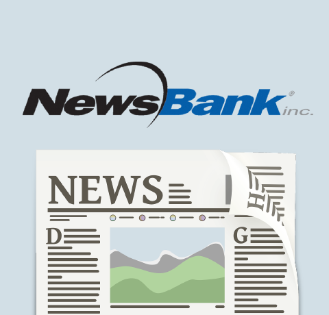 NewsBank logo with an illustration of a newspaper below